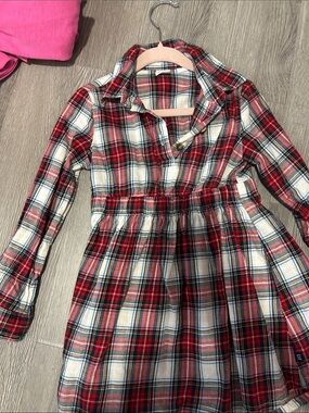 GAP Red Plaid Button-Front Dress